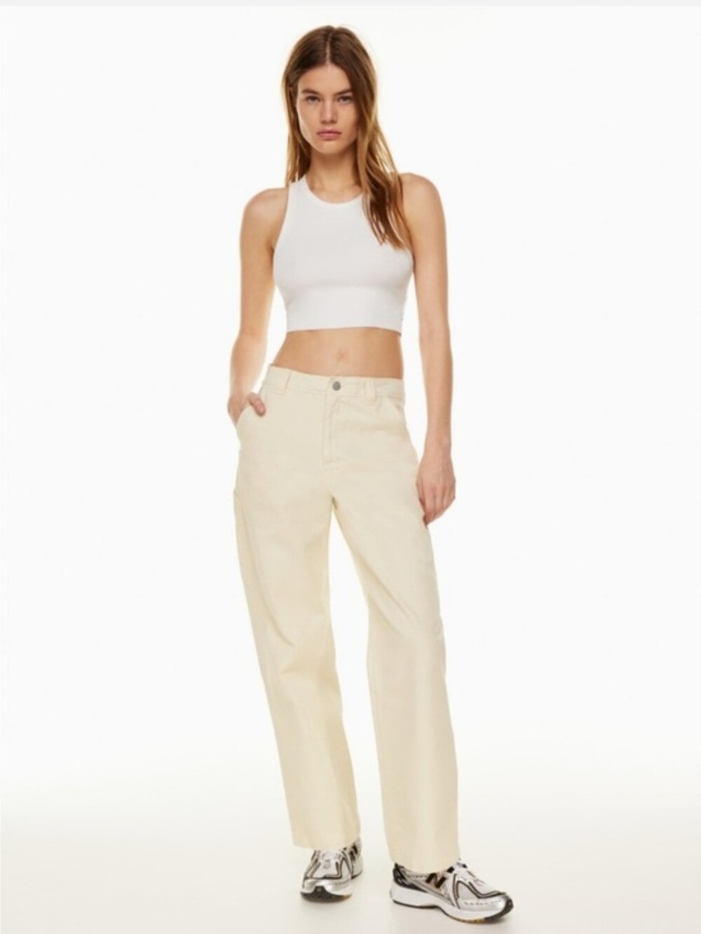 Aritztia Wilfred Free High Rise Barrel Straight Leg Jeans Ivory